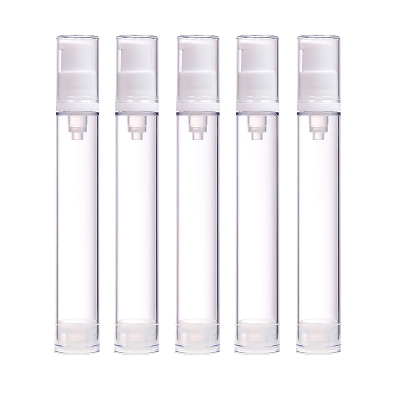 Airless Pump Press Containers, Empty Plastic Vacuum Lotion Bottles for Cosmetics Skincare Travel Dispenser