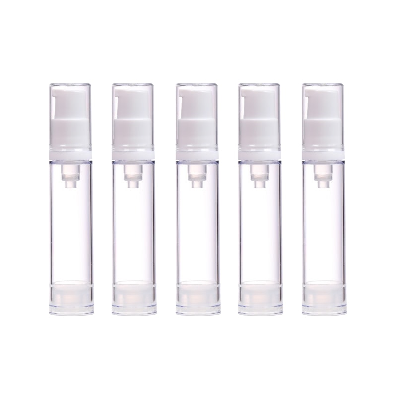 Airless Pump Press Containers, Empty Plastic Vacuum Lotion Bottles for Cosmetics Skincare Travel Dispenser