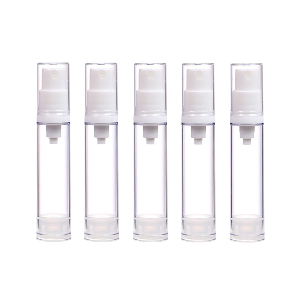 Airless Pump Press Containers, Empty Plastic Vacuum Lotion Bottles for Cosmetics Skincare Travel Dispenser