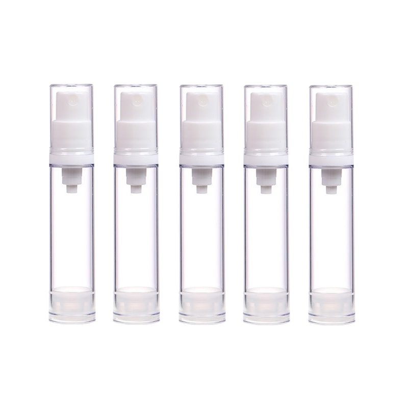 Airless Pump Press Containers, Empty Plastic Vacuum Lotion Bottles for Cosmetics Skincare Travel Dispenser