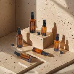 foundation cream container, cleansing oil shampoo travel accessorie, refillable amber glass pump