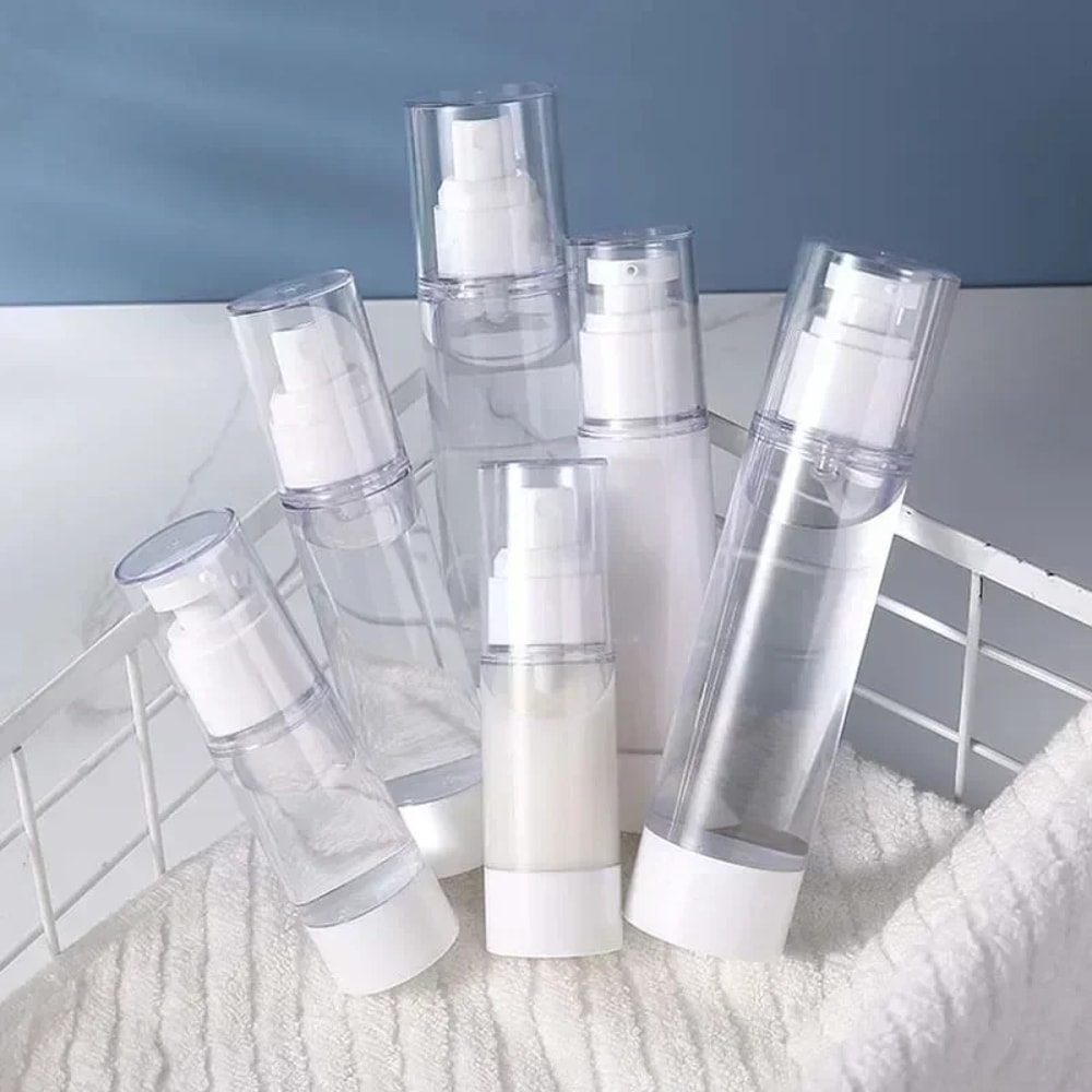 Refillable Travel Airless Container Clear Cream Pump Bottle Reusable Makeup Dispenser Portable 3