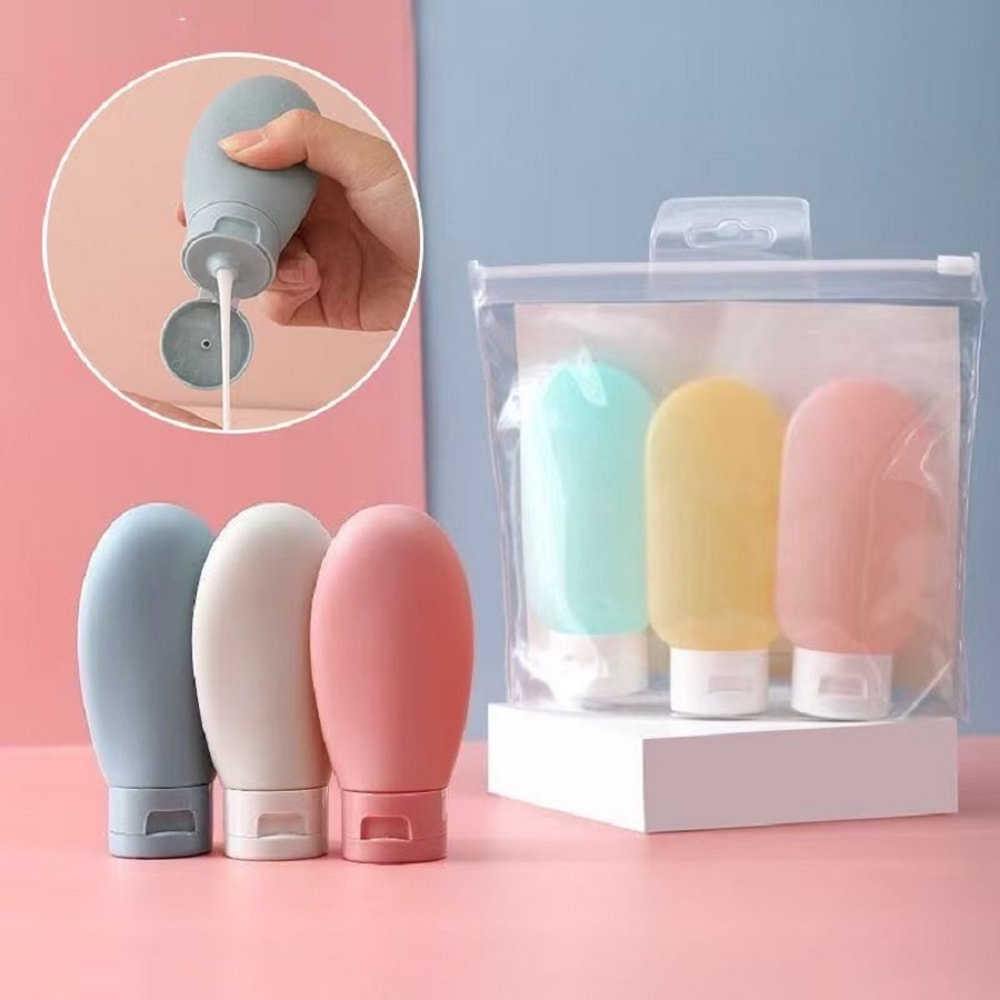 Portable Travel Essentials Silicone Lotion Squeeze Tube, Empty Shampoo Bottle for On-the-Go