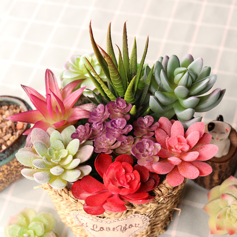 Plants Mini Artificial Succulent Plants For Home Garden Green Plastic Plants Ornament Decoration 0