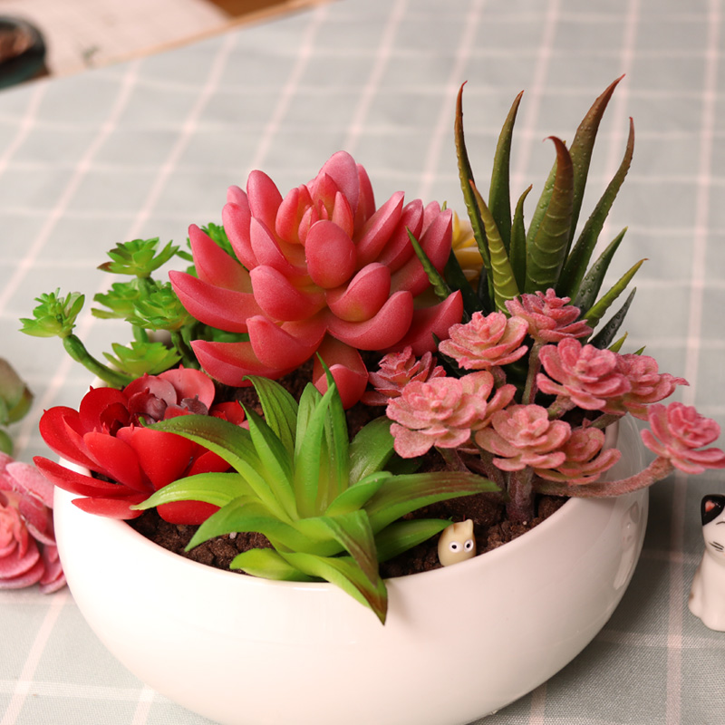 Plants Mini Artificial Succulent Plants For Home Garden Green Plastic Plants Ornament Decoration 3