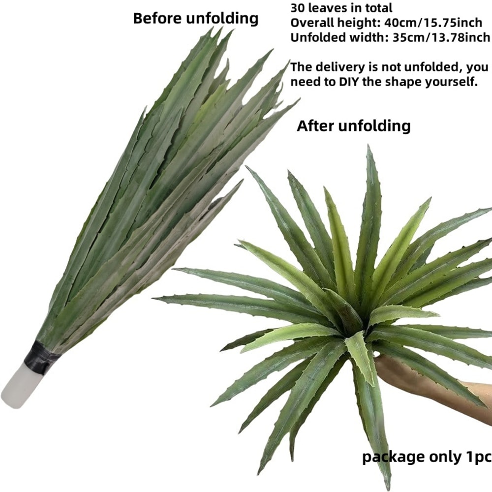 Tropical Desert Artificial Aloe and Agave Potted Plant, Faux Succulent for Living Room and Desktop