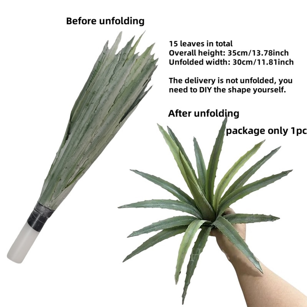 Tropical Desert Artificial Aloe and Agave Potted Plant, Faux Succulent for Living Room and Desktop