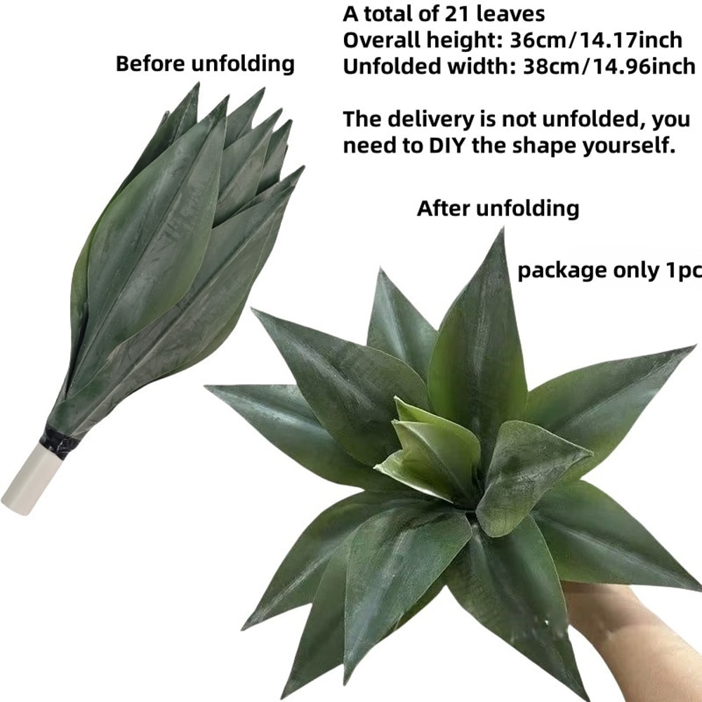 Tropical Desert Artificial Aloe and Agave Potted Plant, Faux Succulent for Living Room and Desktop