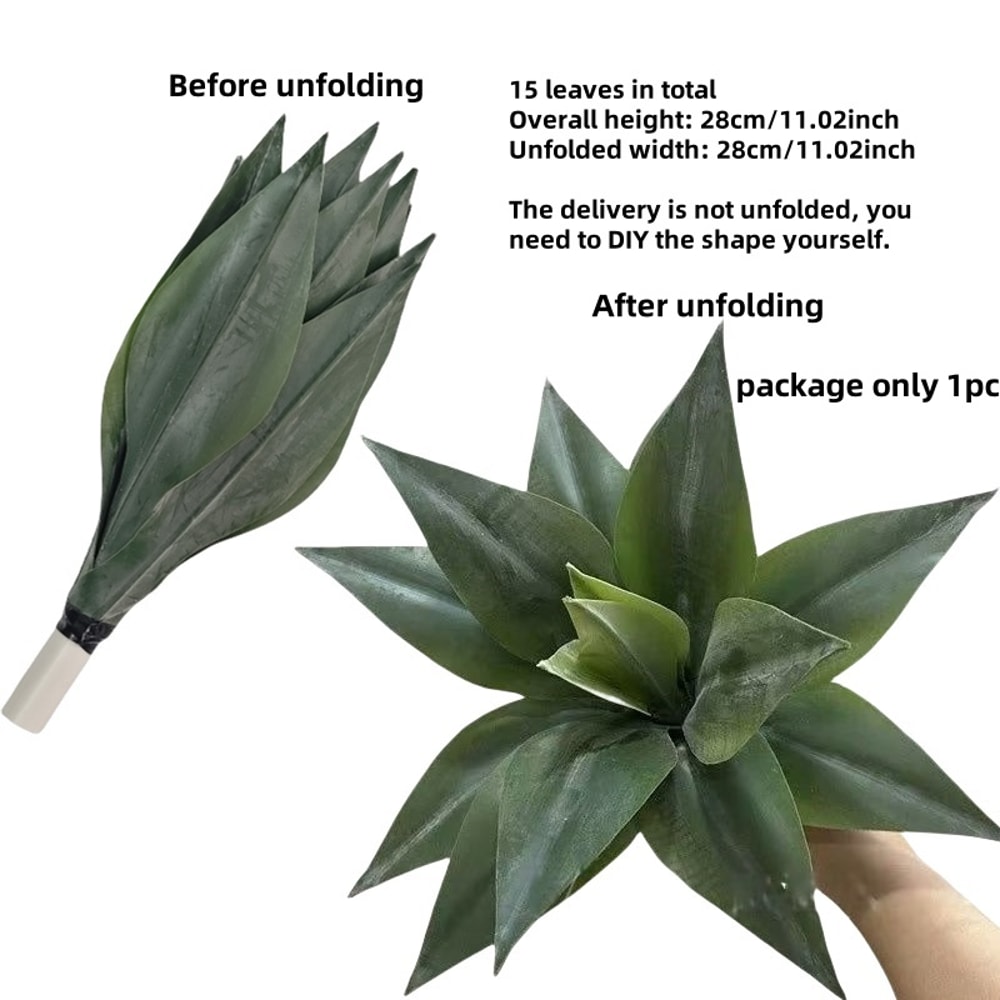 Tropical Desert Artificial Aloe and Agave Potted Plant, Faux Succulent for Living Room and Desktop