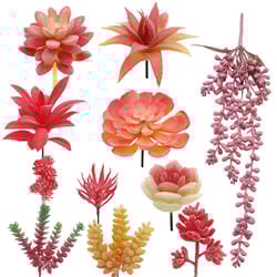 artificial red flocking succulent bonsai, home garden office diy decoration