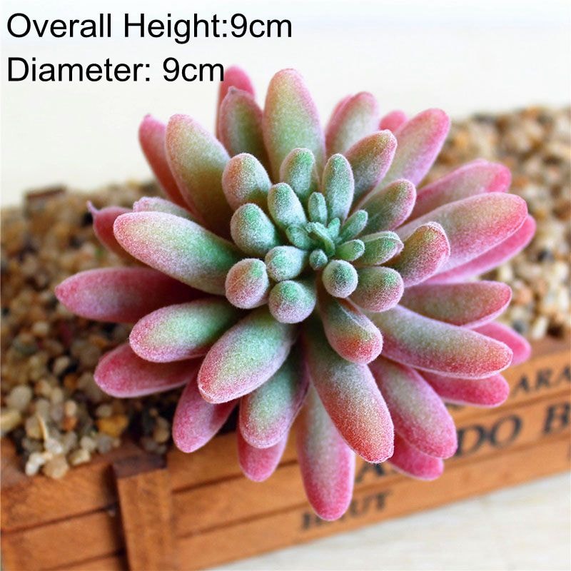 Artificial Red Flocking Succulent Bonsai Home Garden Office DIY Decoration 6
