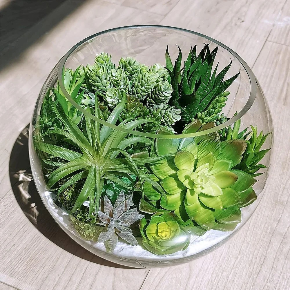 Succulents Plants Green Faux Succulent for Desktop, Home Garden, Small Bonsai Decor