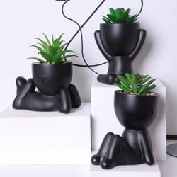 aloe vera succulent pot plant, cartoon design artificial succulent with black pe material for home decor