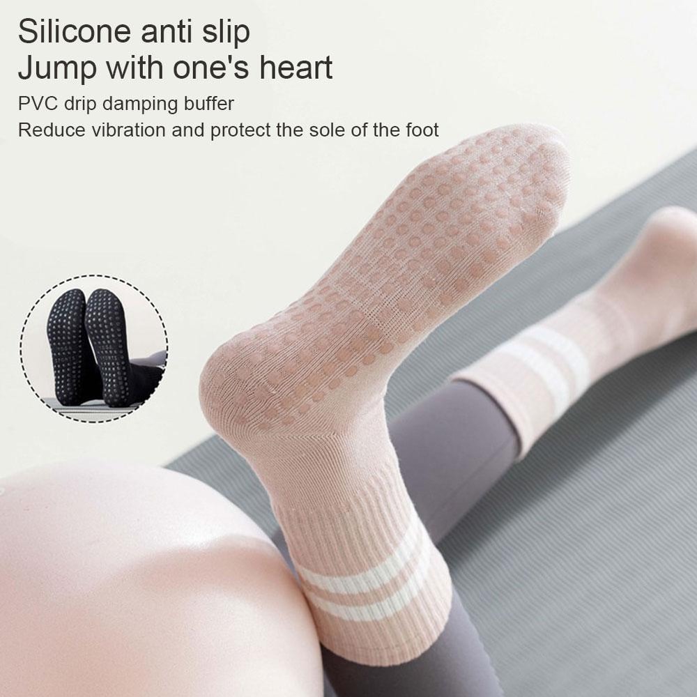 Non-slip Silicone Sports Socks, Cotton Mid-tube Bottom, Indoor Fitness Yoga Dance Pilates Gym Socks