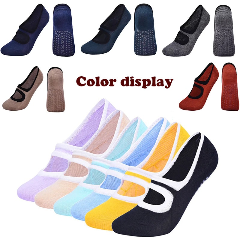 Plus Size Women's Yoga Socks, Multi-Colored Silicone Anti-Slip Pilates Socks for Dance & Fitness