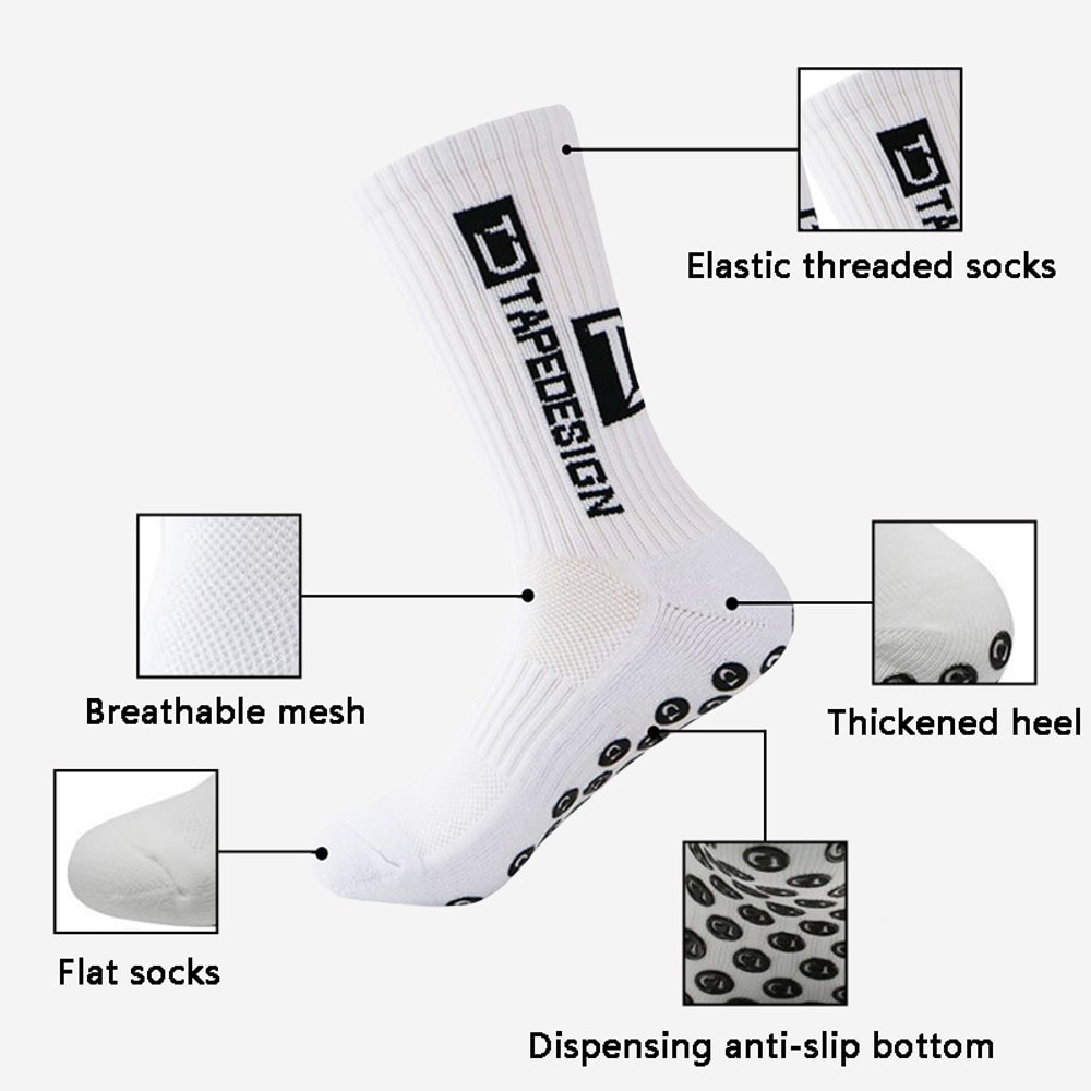 Mid Calf AntiSlip Football Socks NonSlip Tape Design For Soccer Sport Cycling Yoga Men Women Grip 2