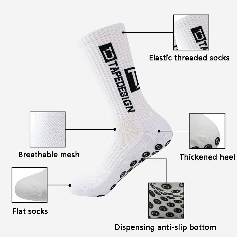Mid Calf AntiSlip Football Socks NonSlip Tape Design For Soccer Sport Cycling Yoga Men Women Grip 2