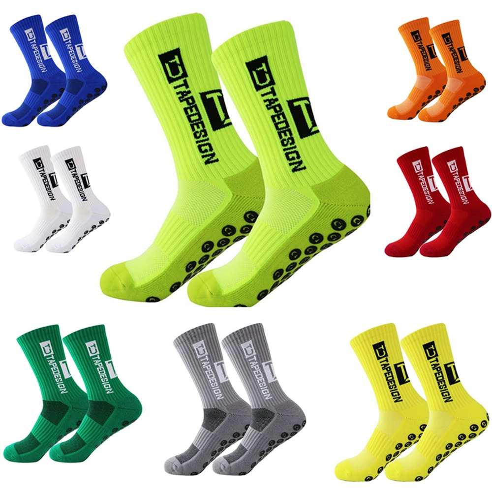 Mid Calf AntiSlip Football Socks NonSlip Tape Design For Soccer Sport Cycling Yoga Men Women Grip 5