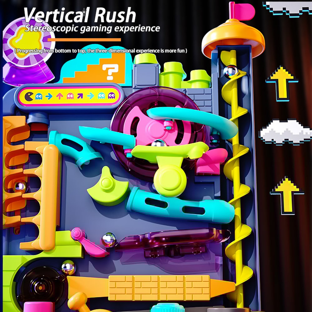 Interactive Montessori Toy, Multi-Layer Track Game Rail with Rolling Ball, Brain Development Toy for Children