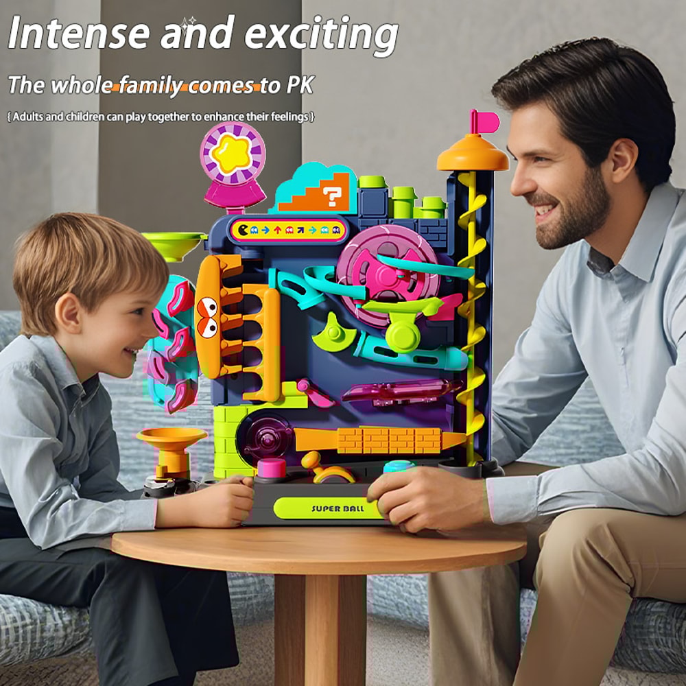 Interactive Montessori Toy, Multi-Layer Track Game Rail with Rolling Ball, Brain Development Toy for Children