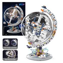 transparent globe building blocks - new creative technology space station construction set for children