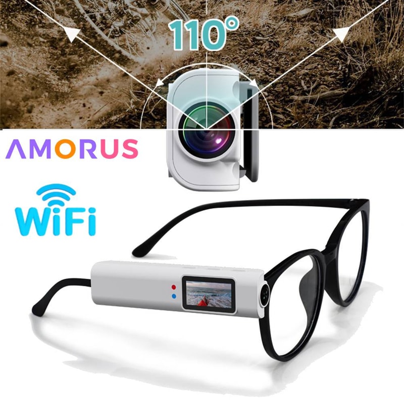 HD WiFi Intelligent Headset Glasses, Eyeglasses Video Shooting Micro-camera, Video & Sound Recording WiFi APP Control