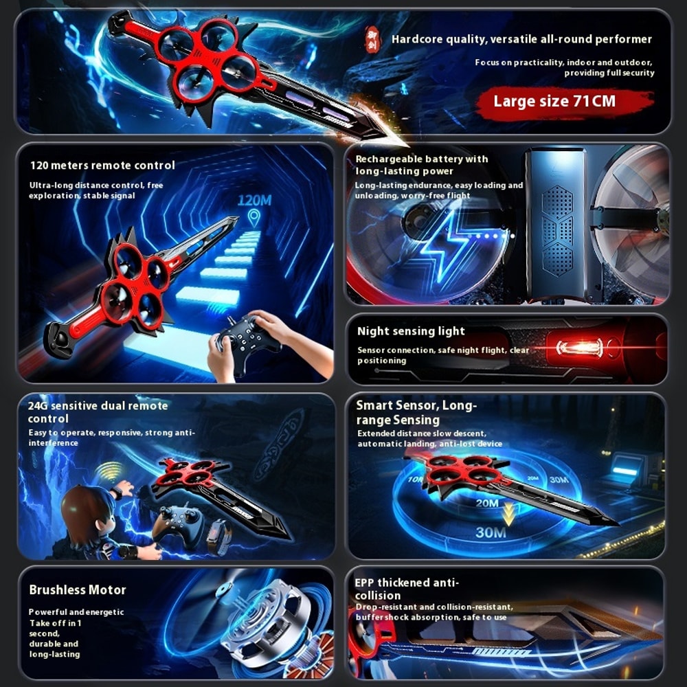 RC Glider For Adults Flying Sword Drone Stunt Hand Remote Controlled DropResistant 2