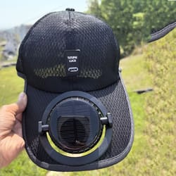 usb rechargeable outdoor sun protection hat, breathable baseball cap with solar fan, summer cooling sunscreen hat