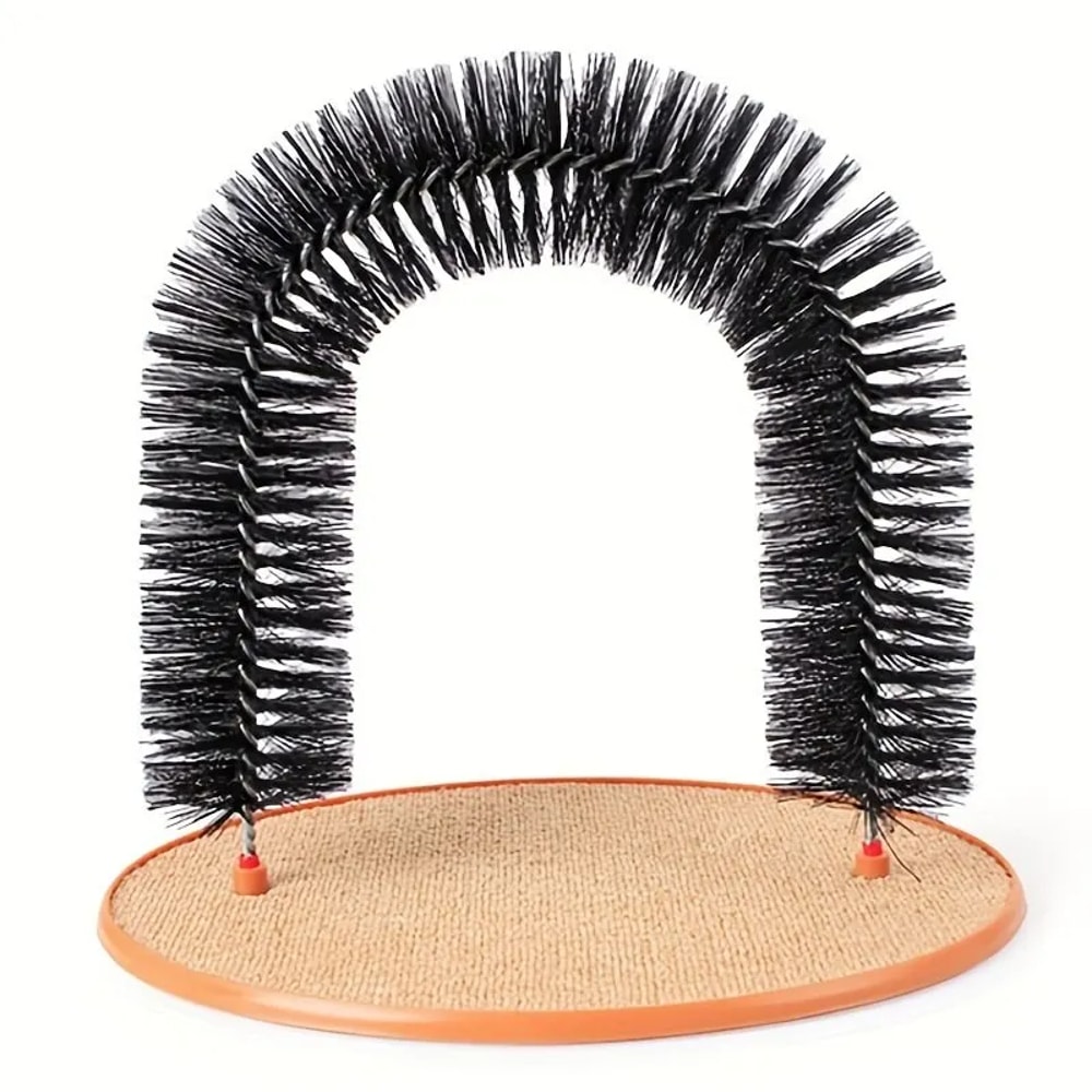 Self Grooming Cat Toy Arch with Massage Rubbing Brush, Scratching Pad Toy for Cats