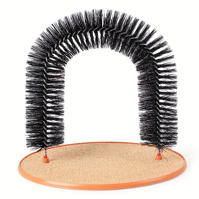 Self Grooming Cat Toy Arch with Massage Rubbing Brush, Scratching Pad Toy for Cats