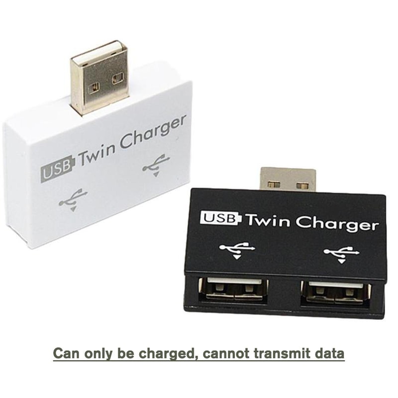 Charging Data Interface Splitter, OTG Head Hub Adapter, Dual Port USB Current Extender