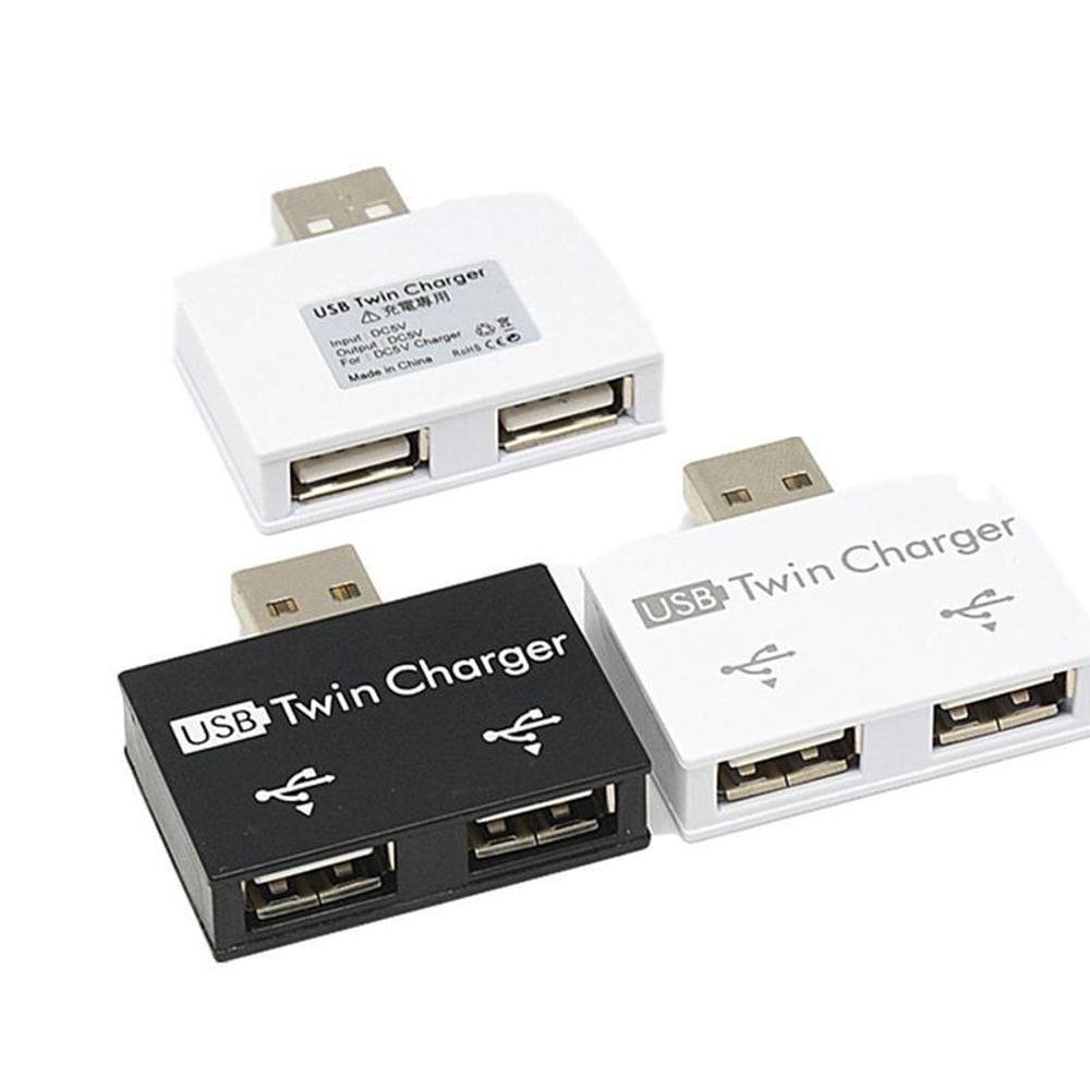 Charging Data Interface Splitter, OTG Head Hub Adapter, Dual Port USB Current Extender