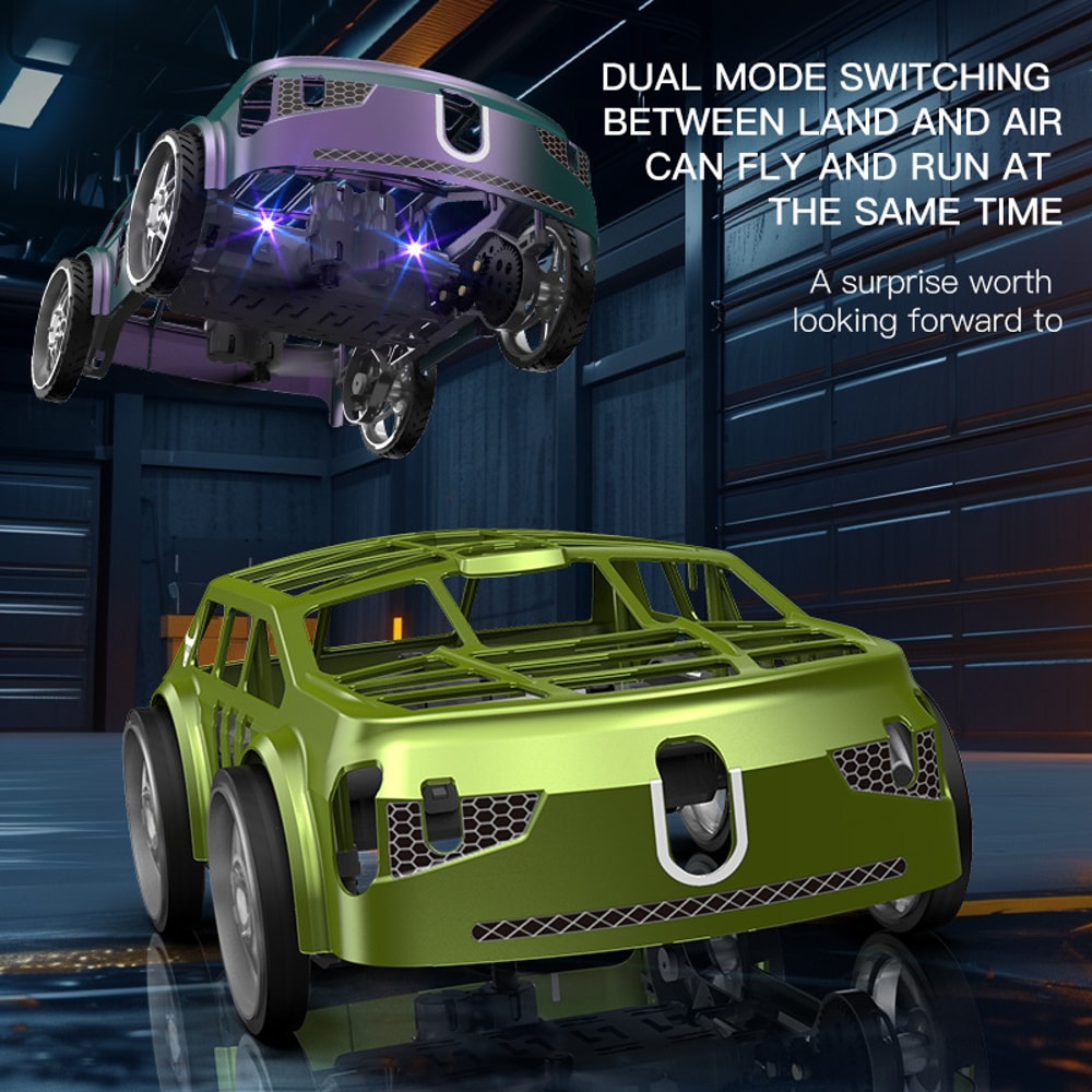 Dual Mode RC Quadcopter Drone-Car Electric Remote Control Land Air Light Toys for Outdoor Fun