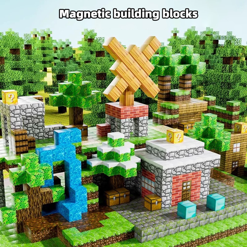 Children DIY Magnetic Building Blocks Set with Play Storage Box