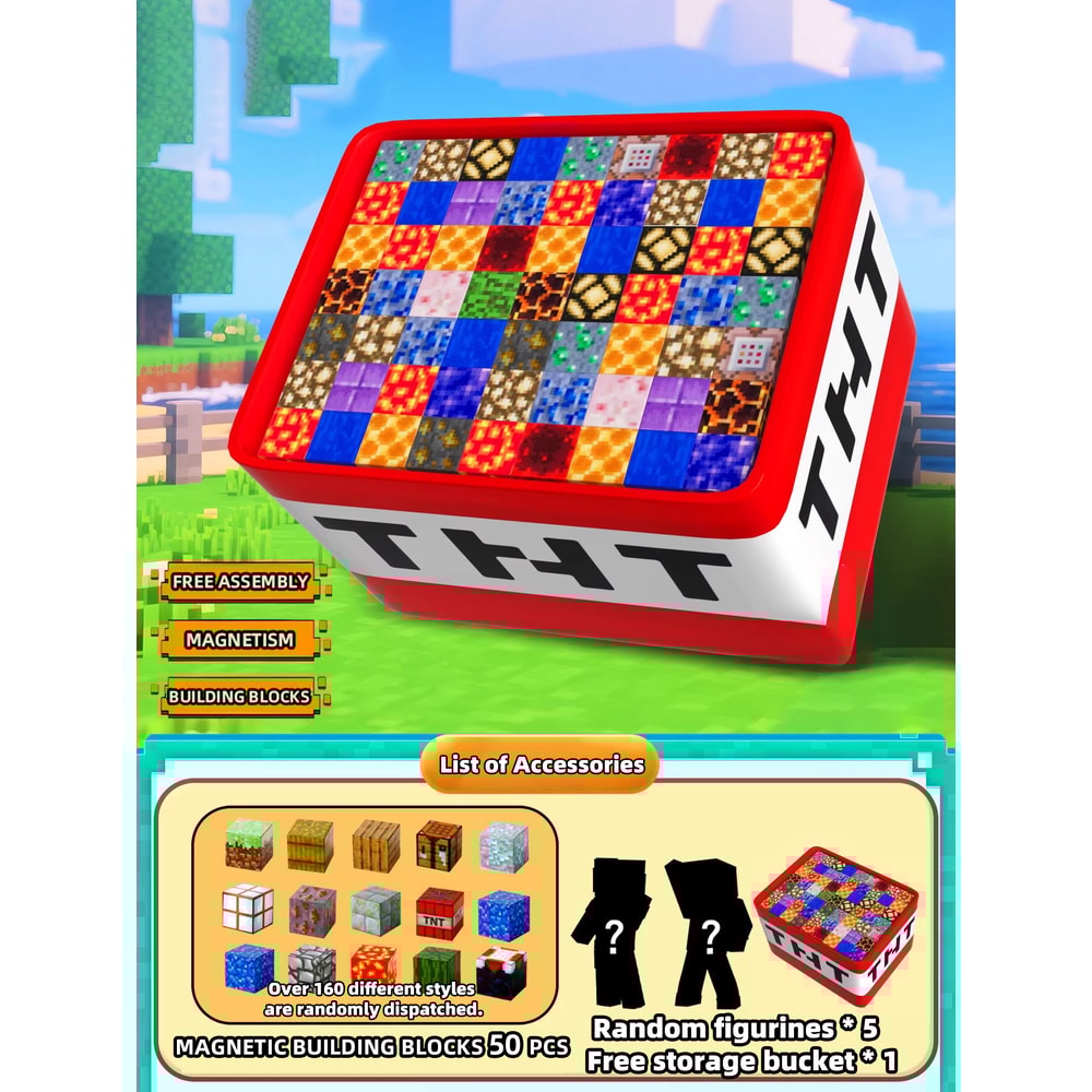 Children DIY Magnetic Building Blocks Set with Play Storage Box