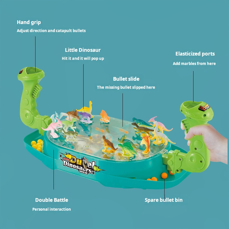 Pinball Catapult Toy, Children's Two-Player Battle Dinosaur Board Game, Parent-Child Educational Interactive Toy