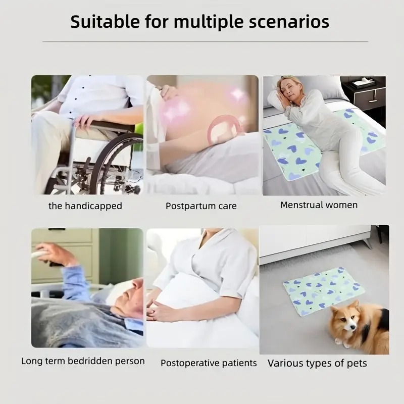 Durable Polyester Fiber Care Mat Design - Washable & Reusable Anti-Slip Bed Protector for Adults, Seniors & Pets