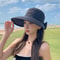 Outdoor Sun Protection Women Hats Solid Color Ladies Panama Caps With Wide Brim And Bowknot 7