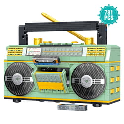 vintage music player display kit, creative gift toys for adults, classic series building blocks set