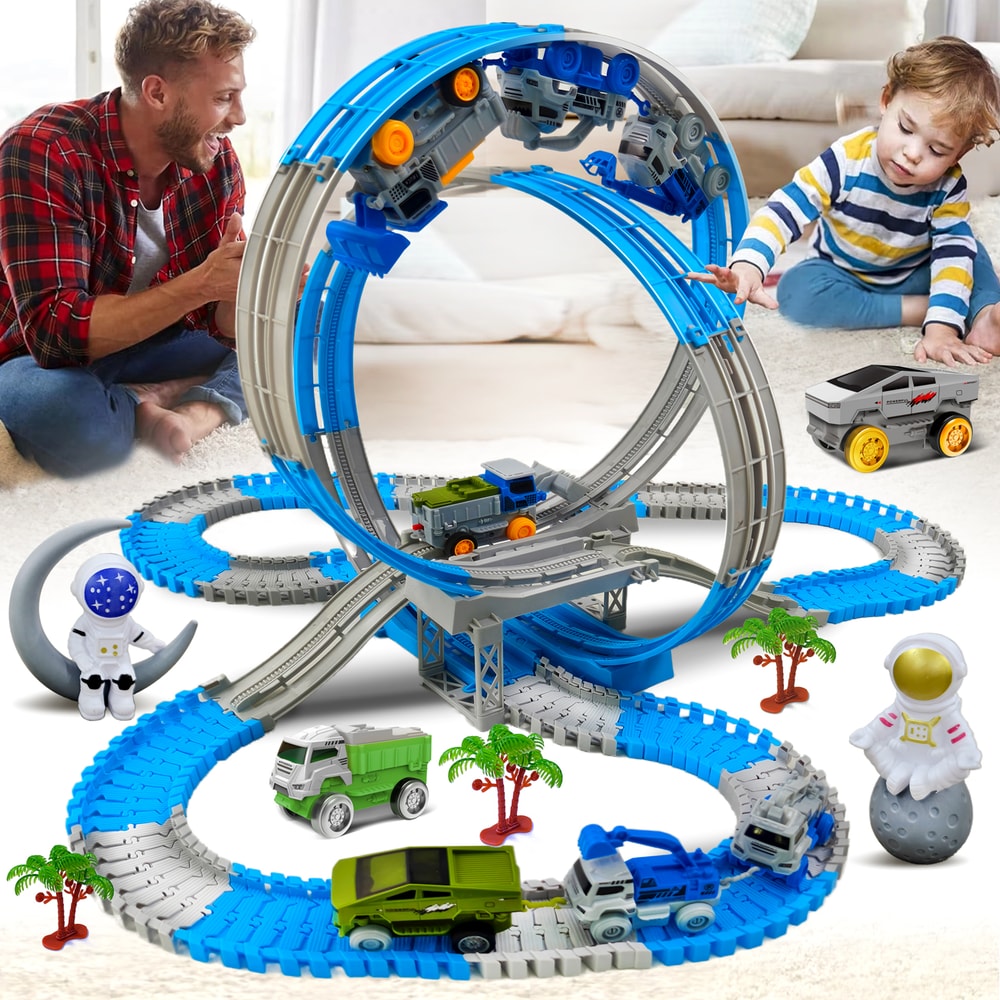 Electric Engineering Race Car Toy Space Track Toys Magic Climbing Bendable Flexible Race Track Cars 0