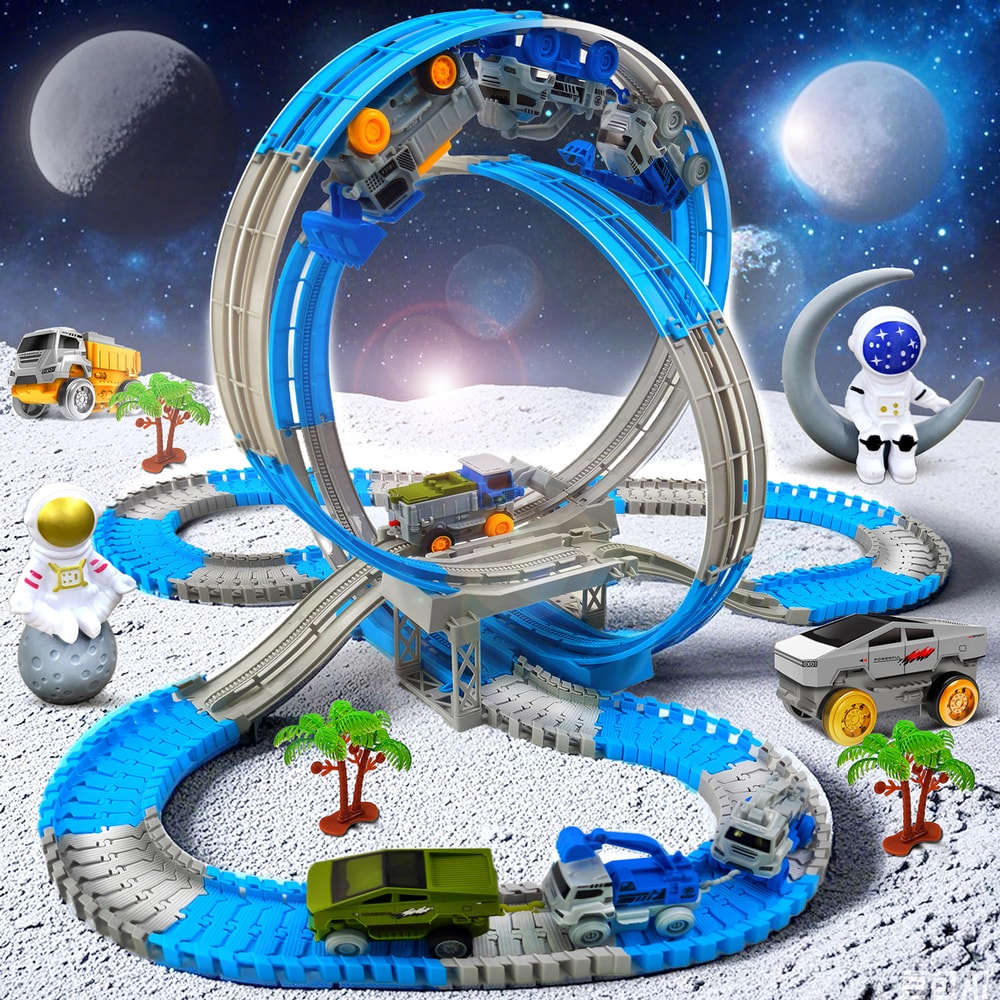 Electric Engineering Race Car Toy Space Track Toys Magic Climbing Bendable Flexible Race Track Cars 2