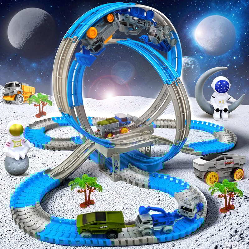 Electric Engineering Race Car Toy Space Track Toys Magic Climbing Bendable Flexible Race Track Cars 2