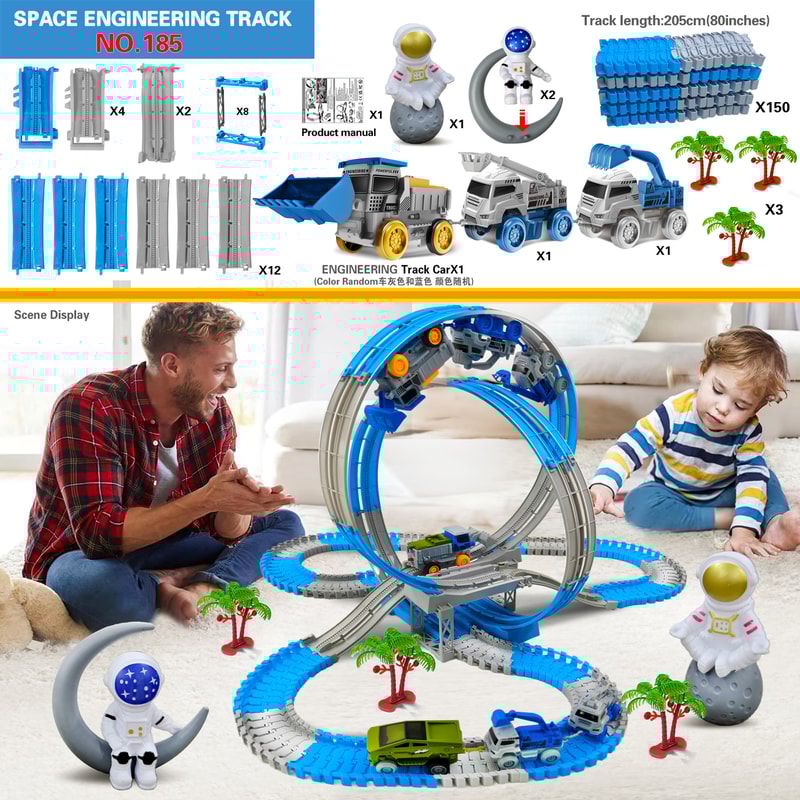 Electric Engineering Race Car Toy Space Track Toys Magic Climbing Bendable Flexible Race Track Cars 6