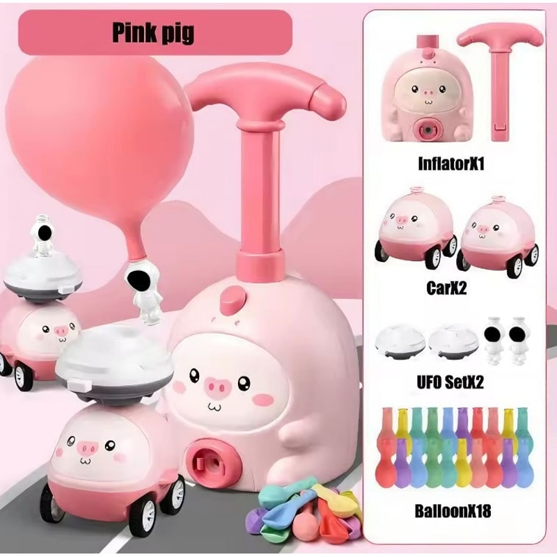 Educational Inertial Air Power Balloon Car Tower Kids Rocket Balloon Launcher Toys For Children 6