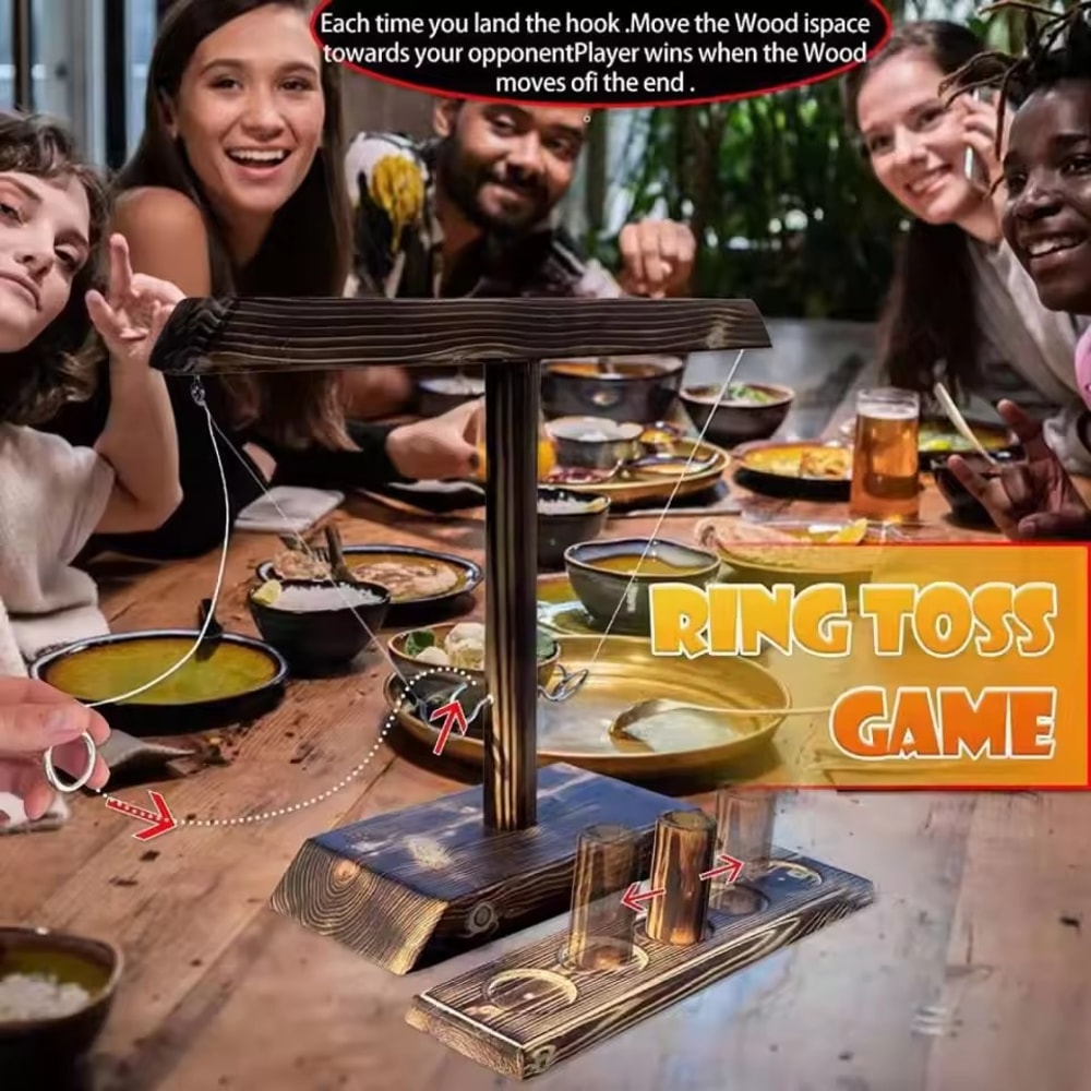 Wooden Board Games Shot Ladder Bundle, Kids Adults Ring Toss Tables Games, Home Party Drinking Games, Outdoor Bars Toy