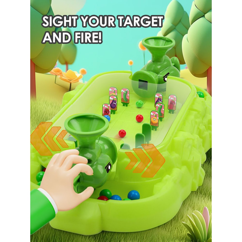 Interactive Battle Toy for Two Person, Kids Vegetable Pinball Machine Shooting Desktop Game Christmas Gift