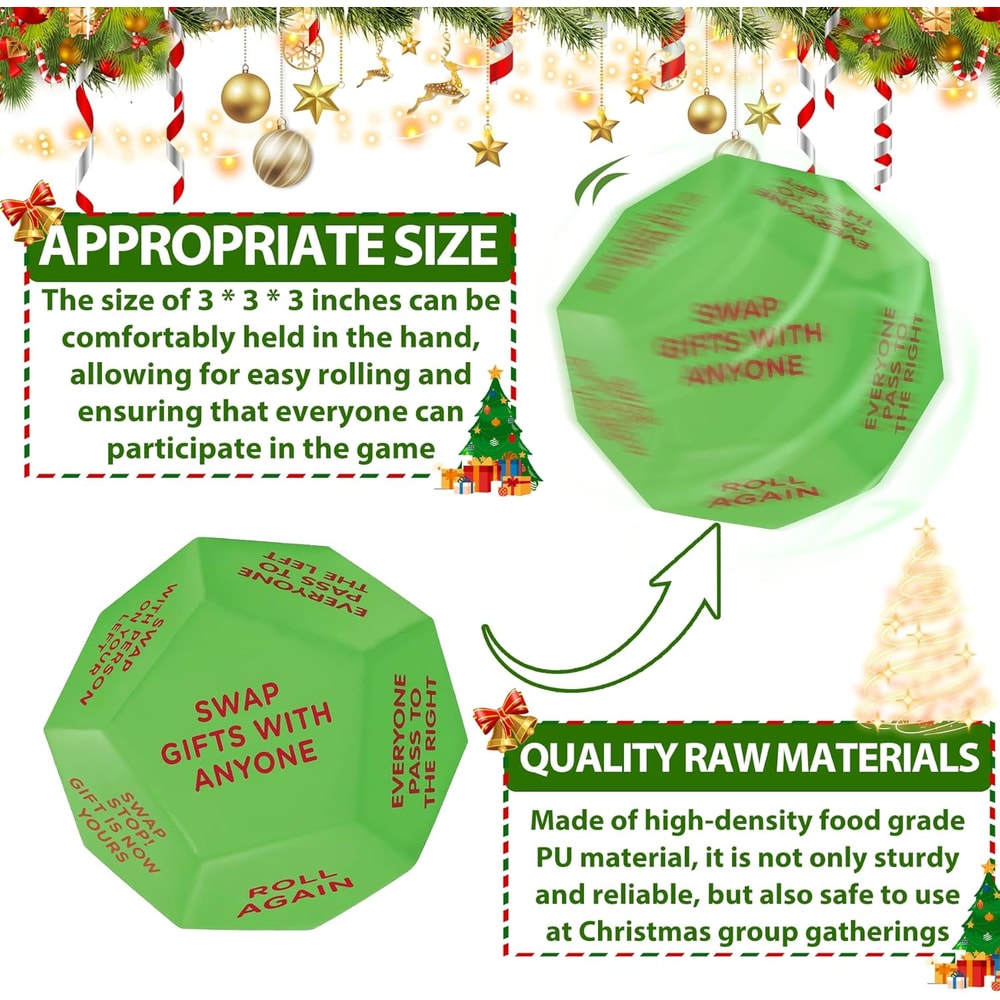 Large Exchange Dice for Xmas, Santa Swap Gift Exchange Family Game