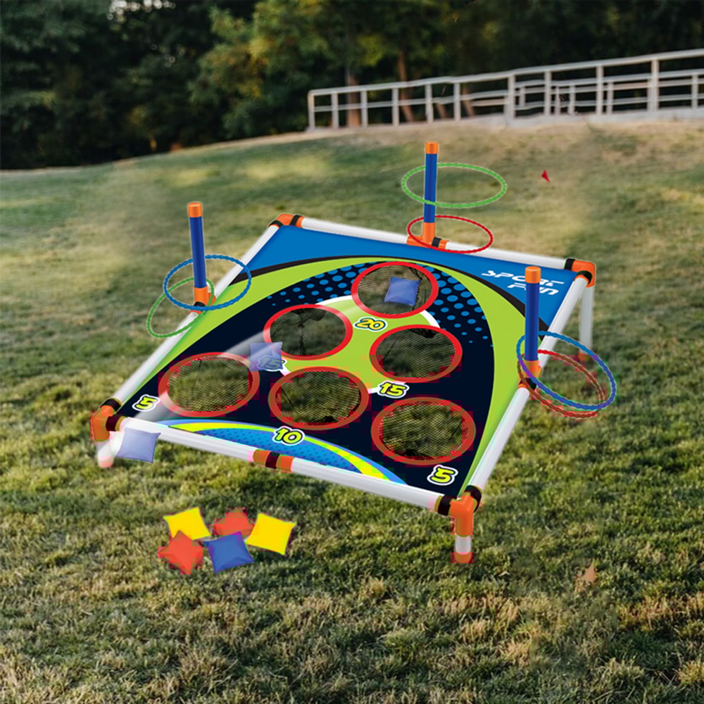 Outdoor Yard Toss Game Toy, Portable Cornhole Throwing Circle Ferrule Board Set, Easy Assemble Fun for Kids and Adults