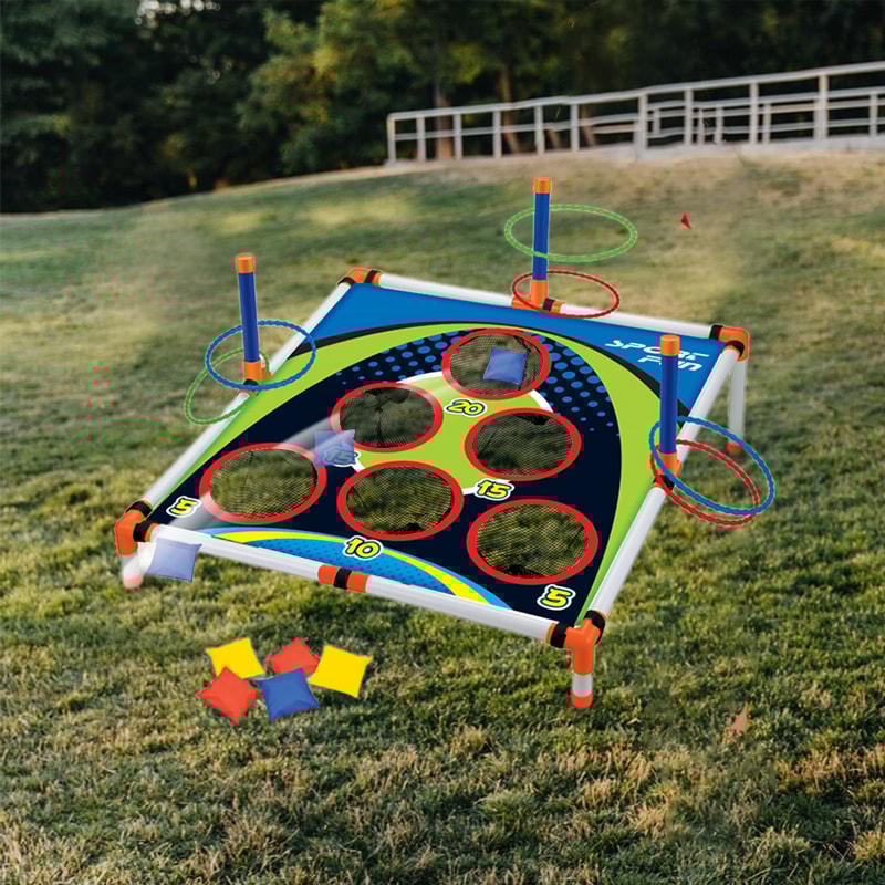 Outdoor Yard Toss Game Toy, Portable Cornhole Throwing Circle Ferrule Board Set, Easy Assemble Fun for Kids and Adults