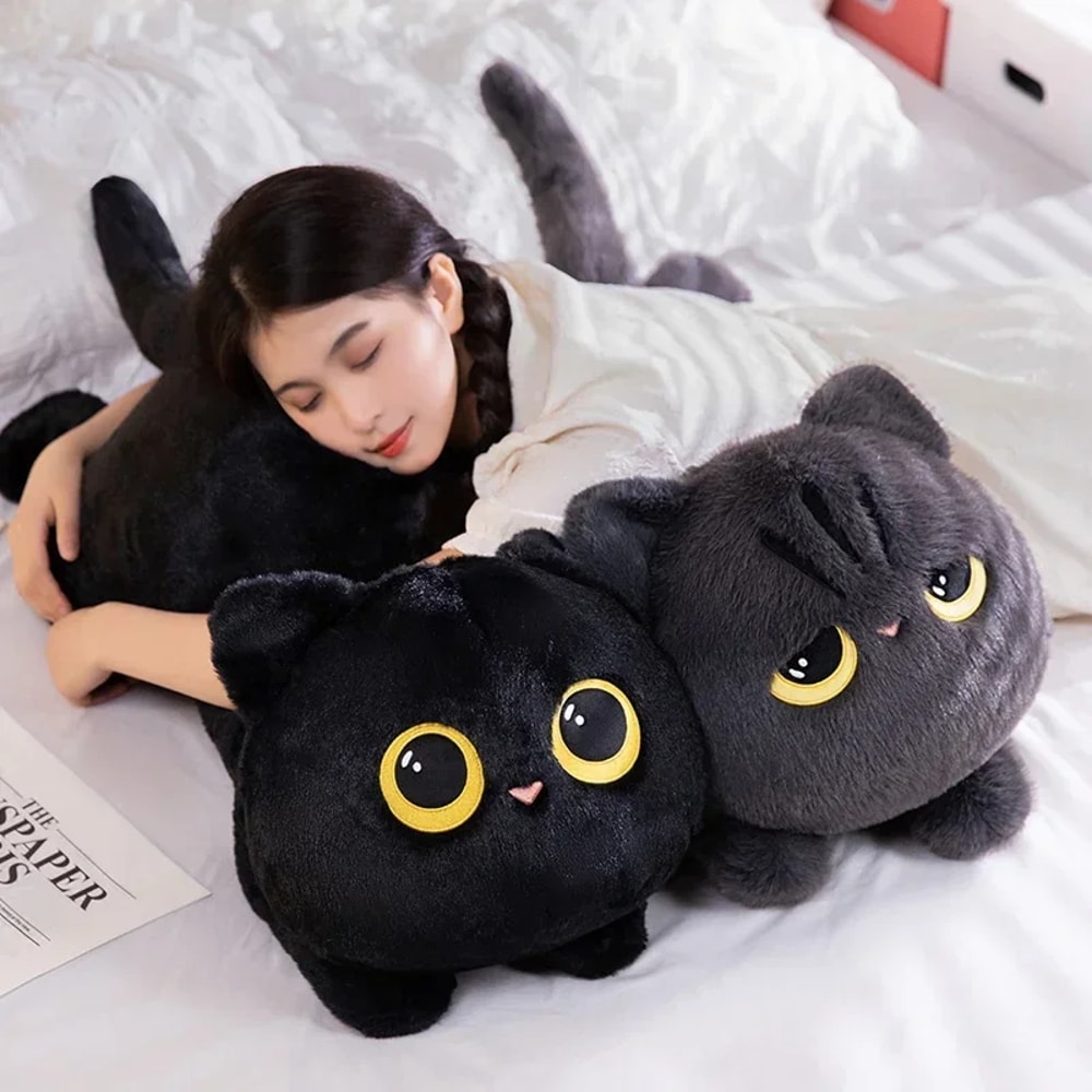 Cuddly Black Cat Plush Toy Doll Cute Big Pillow Cushion For Boys Girls Birthday Gifts 1